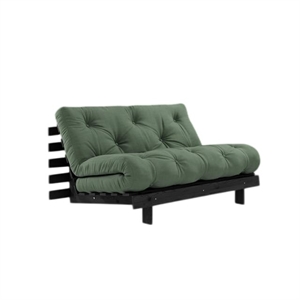 Karup Roots Sovesofa med Roots Madrass 140x200 Olivengrønn/ Svart Lakkert