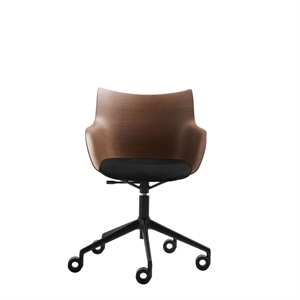 Kartell Q/Wood Kontorstol Sort/mørk Tre med Sort Trekk