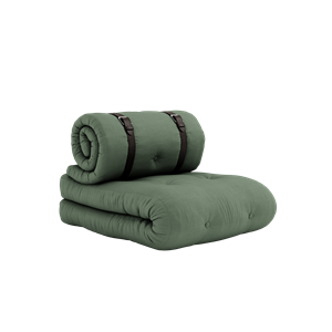 Karup Lenestol med Spenne, Madrass og Belte 756 Olivengrønn/ Brun