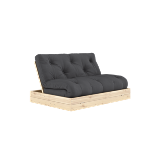 Karup Design Sovesofa med Madrass, 140x200, Mørk Grå/klarlakkert