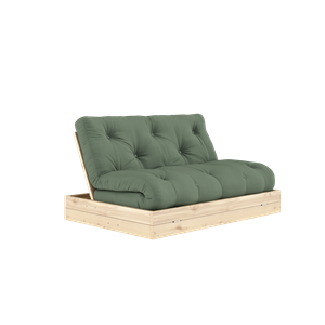 Karup Design Sovesofa med Madrass, 140x200, Olivengrønn/klarlakkert