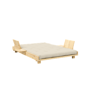 Karup Design Sosial Sovesofa med 2 Deler. Ryggstøtte, Sidebord og Madrass 140x200 Beige/ Klarlakkert