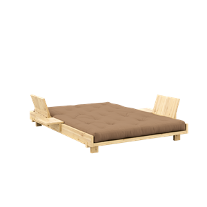 Karup Design Sosial Sovesofa med 2 Deler. Ryggstøtte, Sidebord og Madrass 140x200 Mokka/klar Lakk