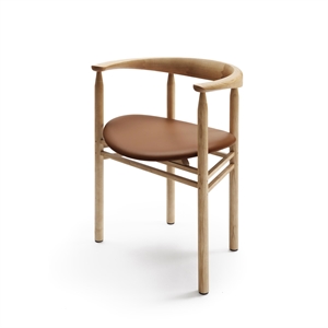 Nikari Linea Collection RMT6 Spisestol Askbeiset i eikefarge/Elmosoft 33004 Skinn