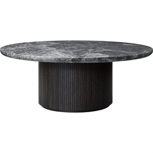 GUBI Moon Sofabord Rundt Ø120 cm med Base og Grå Emperador Marmorplate