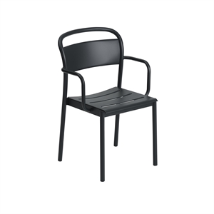 Muuto Linear Steel Spisestol med Armlener Sort