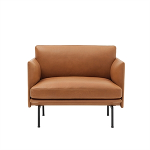 Muuto Outline Lenestol Skinntrukket Konjakk/ Sort Base