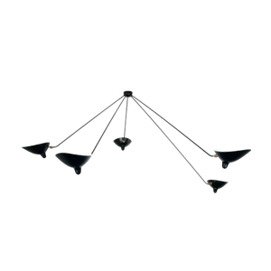 Serge Mouille Spider 5 Taklampe med Faste Ørnearmer , Sort