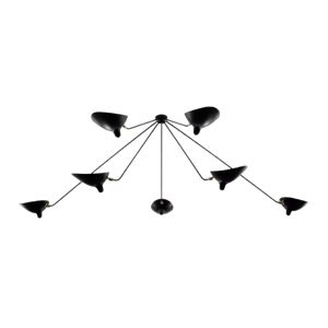 Serge Mouille Spider 7 Taklampe med Faste Armer , Sort