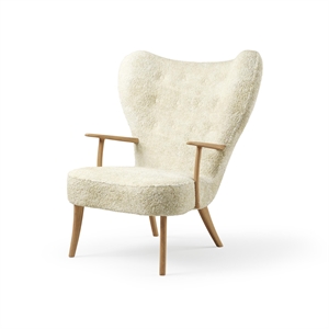 Varm nordisk Pragh lenestol saueskinn Off White/naturoljet eik