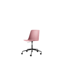 &Tradition Rely HW28 Spisestol uten Armlener, Svingbar med Hjul, Rosa/ Sort