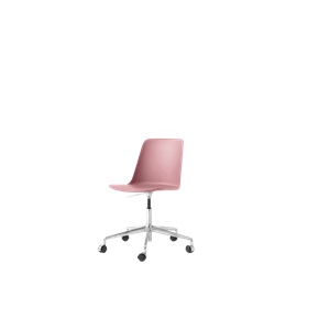 &Tradition Rely HW28 Spisestol uten Armlener, Svingbar med Hjul, Rosa/ Aluminium