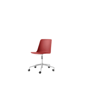 &Tradition Rely HW28 Spisestol uten Armlener, Svingbar med Hjul, Vermilionrød/ Aluminium