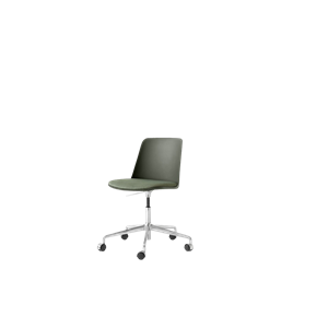 &Tradition Rely HW29 Spisestol uten Armlener, Dreibar med Hjul, Trukket Sete, Bronse/Aluminium/lerret 0926