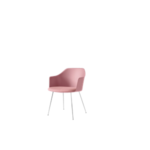 &Tradition Rely HW34 Spisestol med Armlener, Trukket Sete, Rosa/ Krom/ Vidar 0622