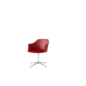 &Tradition Rely HW39 Spisestol med Armlener, Svingbart, Trukket Sete, Vermilionrød/ Aluminium/Vidar 0556