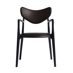 Ro Collection Salon Spisestol Polstret Svartlakkert Bøk/Mørkebrunt Skinn