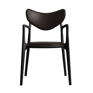 Ro Collection Salon Spisestol Polstret Svartlakkert Eikemønster/Mørkebrunt Skinn