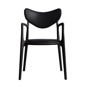 Ro Collection Salon Spisestol Polstret Svartlakkert Eike/ Sort Lær