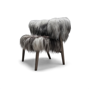 Sibast Furniture No 7 Lenestol Heltrukket Mørkoljet Eik og Saueskinn Lang