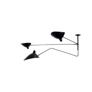 Serge Mouille 2 Stillarmer og 1 Buet Taklampe i Sort