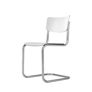 Thonet S 43 Cantilever Spisestol Krom/ Hvit Bøk