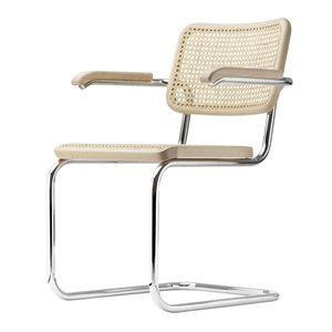 Thonet S 64 V Cantilever Spisestol med Armlener Krom/ Bøketre