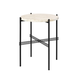 GUBI TS Sidebord Rundt Ø40 Sort/ Hvit Travertin
