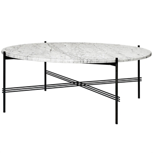 GUBI TS Salongbord Rundt Ø105 Sort/ Hvit Carrara Marmor