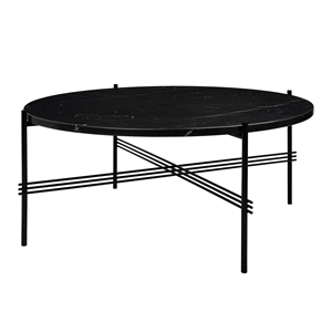 GUBI TS Salongbord Rundt Ø80 Sort/ Sort Marquina Marmor