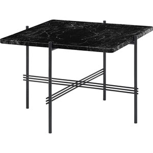GUBI TS Salongbord Firkantet 55 x 55 cm med Sort Base og Sort Marmorplate