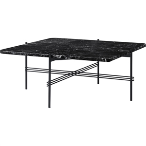 GUBI TS Salongbord Firkantet 80 x 80 cm med Sort Base og Sort Marmorplate