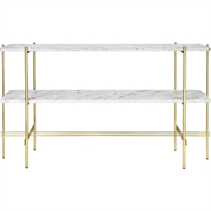 Gubi TS Konsollbord H72 cm med 2 Hyller Messing/hvit Carrara Marmor