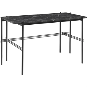 GUBI TS Skrivebord 120 x 60 cm med Sort Base og Sort Marmorplate