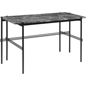 GUBI TS Skrivebord 120 x 60 cm med Sort Base og Grå Emperador Marmorplate