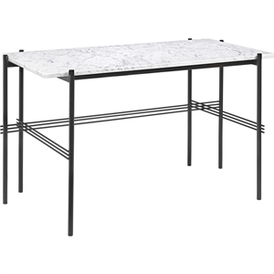 GUBI TS Skrivebord 120 x 60 cm med Sort Base og Hvit Carrara-marmorplate