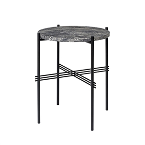 GUBI TS Sidebord Rundt Ø40 Sort/ Grå Emperador Marmor