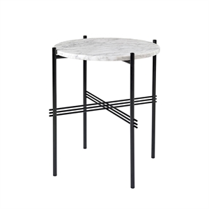 GUBI TS Sidebord Rundt Ø40 Sort/ Hvit Carrara Marmor