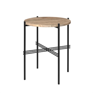 GUBI TS Sidebord Rundt Ø40 Sort/ Varm Taupe Travertin