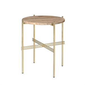 GUBI TS Sidebord Rundt Ø40 Messing/ Varm Taupe Travertin