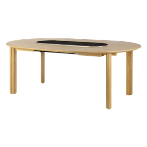 Umage Comfort Circle Ripples Spisebord med Forlengelse Eik/ Sort/stål