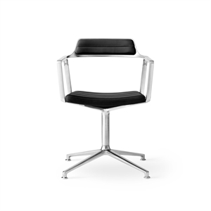 Vipp 452 Svingstol med Gulvglidere Aluminium/ Sort Skinn