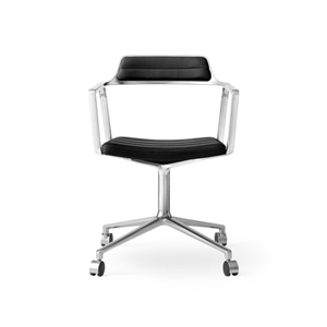 Vipp 452 Svingstol med Hjul Aluminium/ Sort Skinn