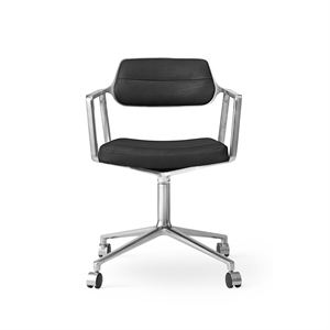Vipp 453 Svingstol med Hjul Aluminium/ Sort Skinn