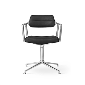 Vipp 453 Svingstol med Gulvglidere Aluminium/ Sort Skinn