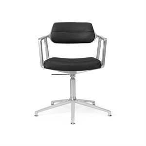 Vipp 453 Swivel+ Svingstol med Gulvglidere Aluminium/ Sort Skinn