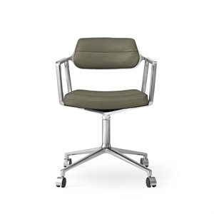 Vipp 453 Svingstol med Hjul i Aluminium/Bosco Grønn Skinn