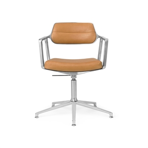 Vipp 453 Swivel+ Svingstol med Gulvglidere Aluminium/ Kamelskinn