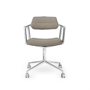 Vipp 453 Svingstol med Hjul Aluminium/ Mørk Sand Tekstil