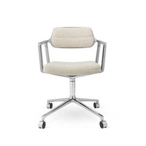 Vipp 453 Svingstol med Hjul Aluminium/ Bølgete Off White/ Lysegrå